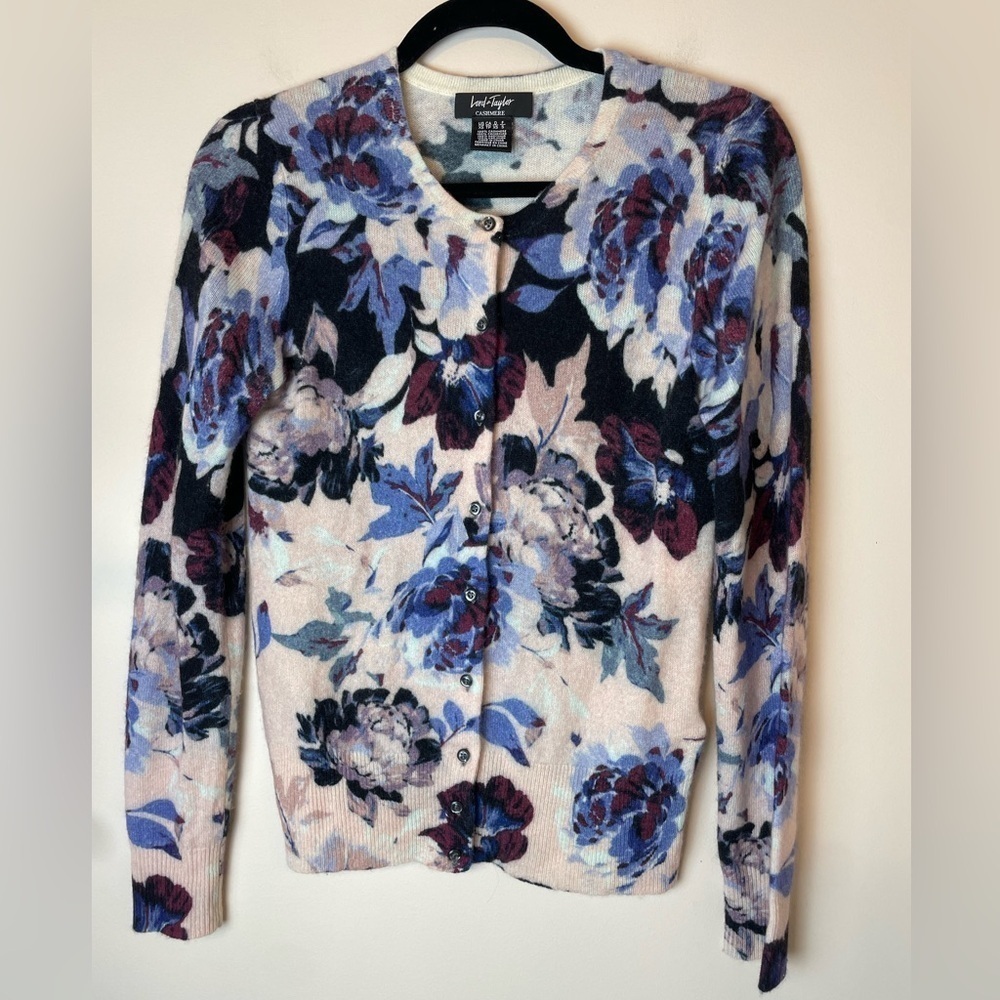Lord & Taylor Luxury Women’s Floral Cardigan Cashmere Gramacore Cottage Size XS